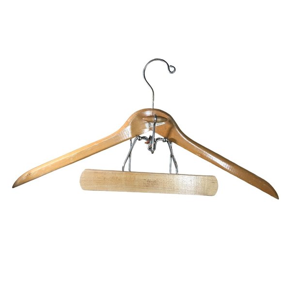 The Setwell 20 Inch Wooden Trouser Clamp Suit Hanger Vintage Made In USA Heavy D - Picture 13 of 16